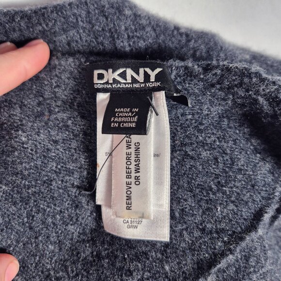 DKNY Womens Gray Lambswool and Cashmere Ruffle Scarf Wrap Luxury - Picture 4 of 5